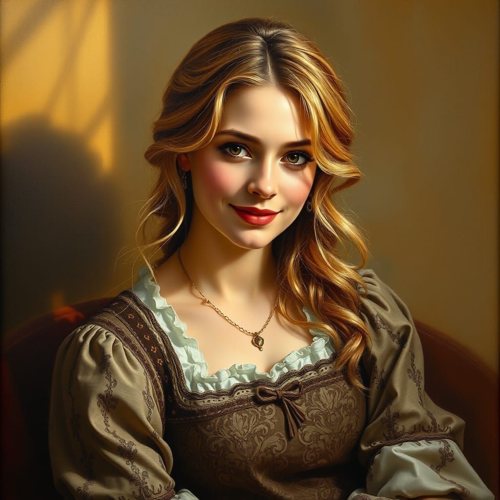 Elegant Woman Portrait in Rembrandt Style
