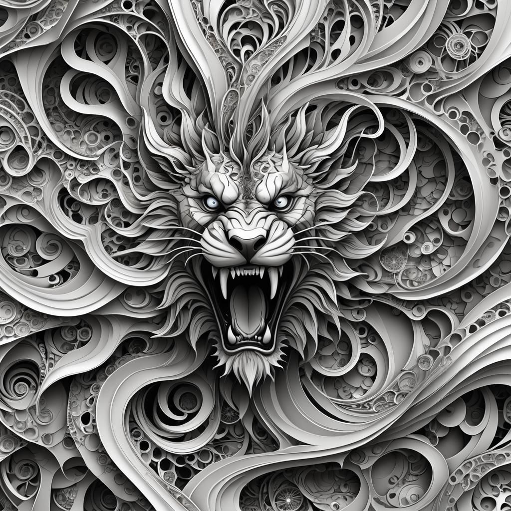 Abstract Vector Fractal with 3D Shading