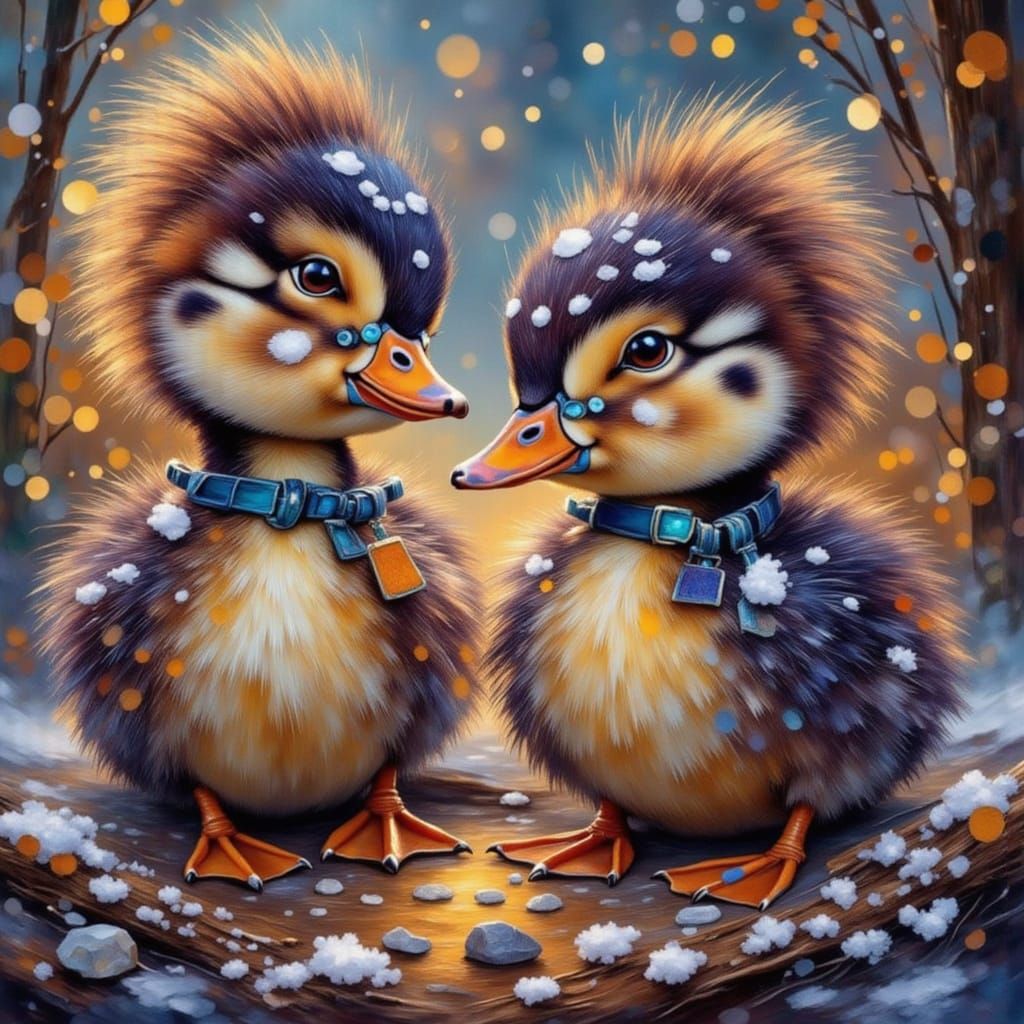 Cute Baby Ducks in Rough Diamond Style