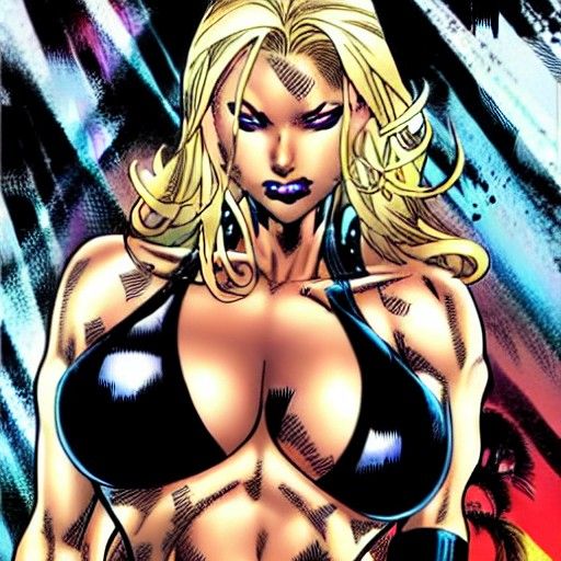 Comic Art Blonde in Black Bikini