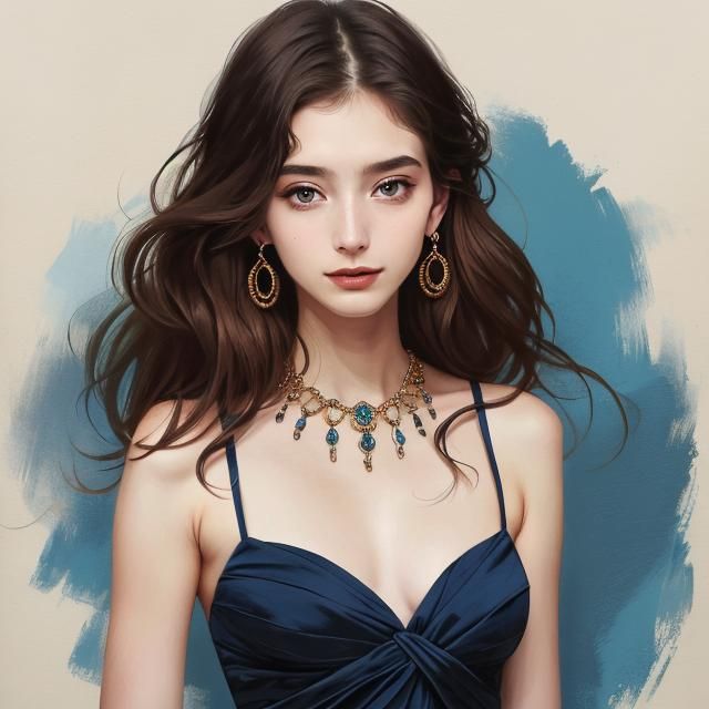 Ocean Ball Gown Illustration in Painterly Style