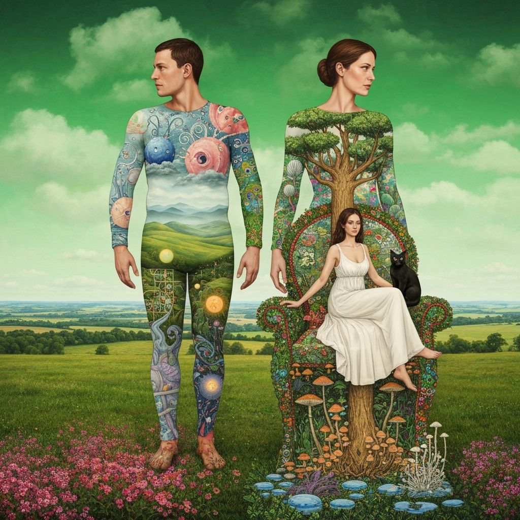 Surreal Cosmic Mindscape With Intertwined Figures