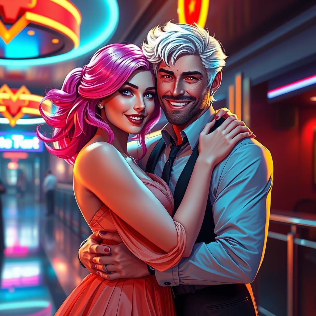 Romantic Cinema Moment in Vibrant Colors