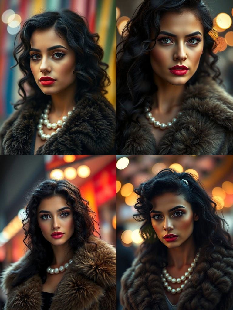 Dramatic Portrait of a Young Woman in a Fur Coat