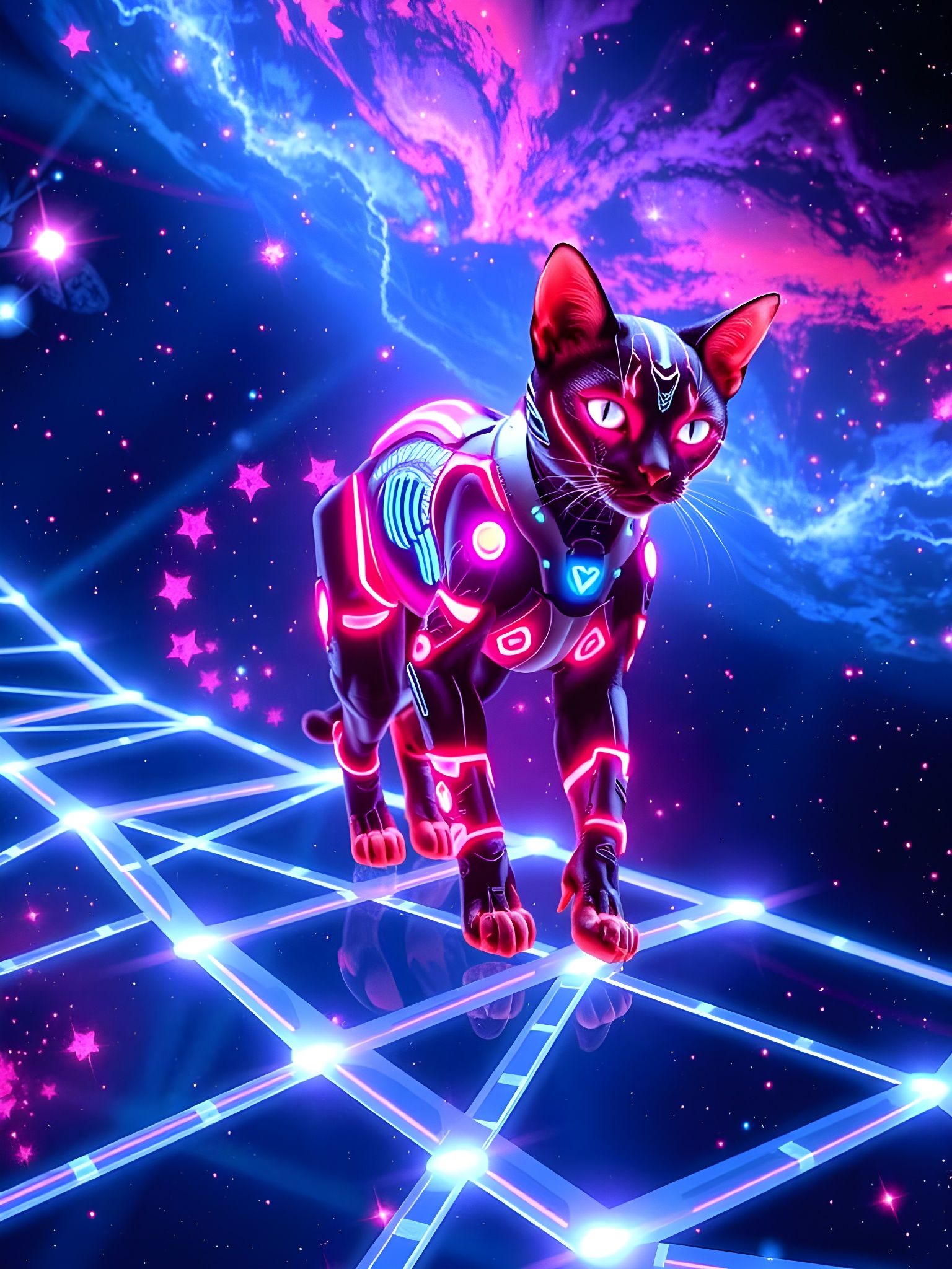 Cybernetic Feline Exploring Cosmic Webs