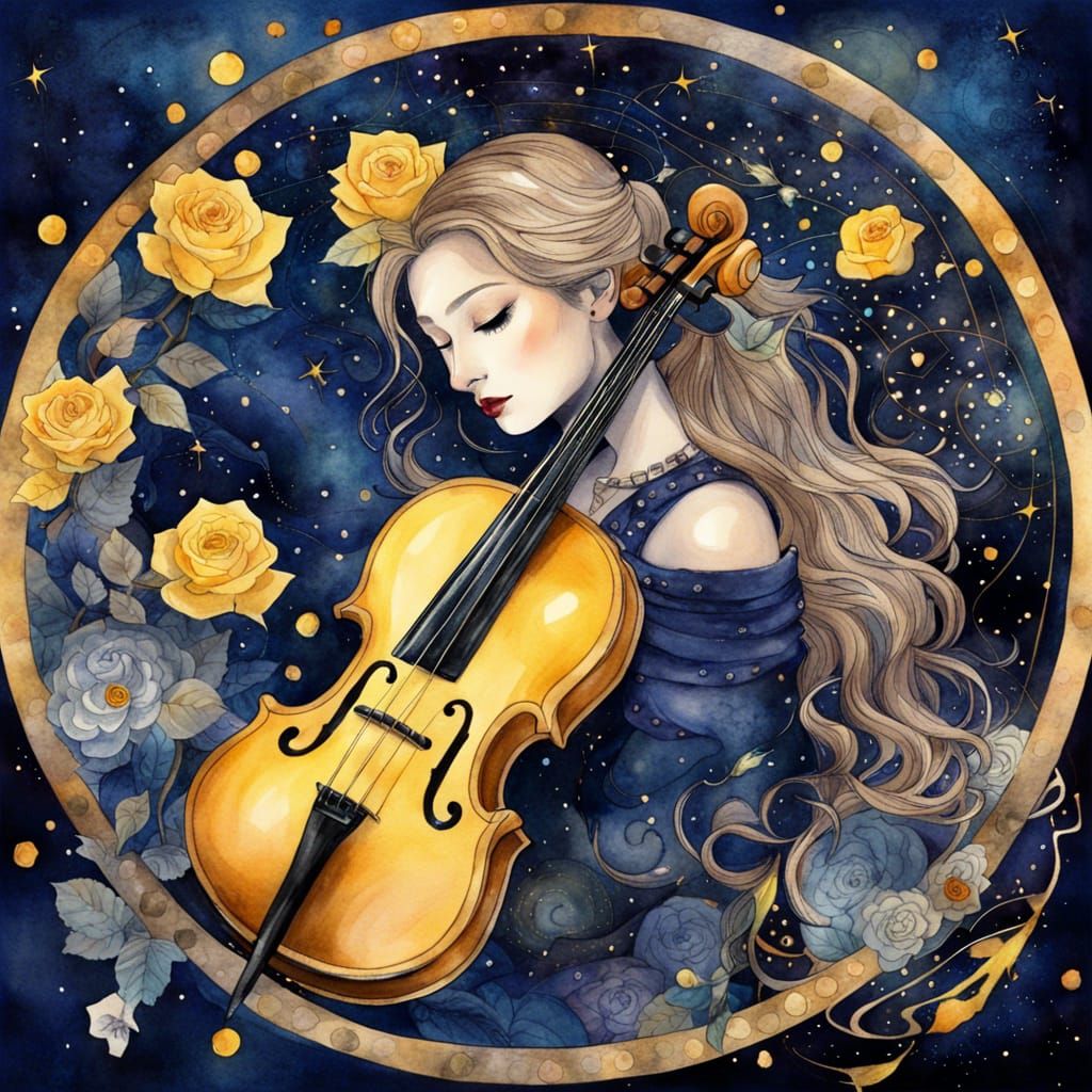 Zodiacal Night Music in Watercolour Style