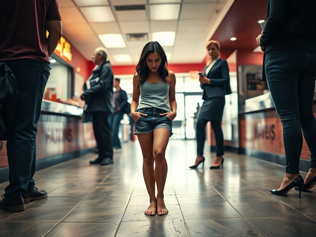 Tense Moment in a Fast Food Restaurant