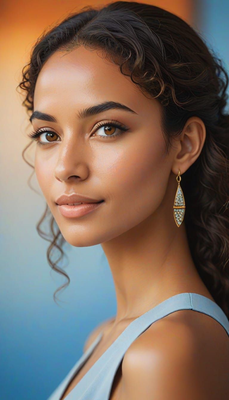 Elegant Egyptian Woman in Modern Art Gallery