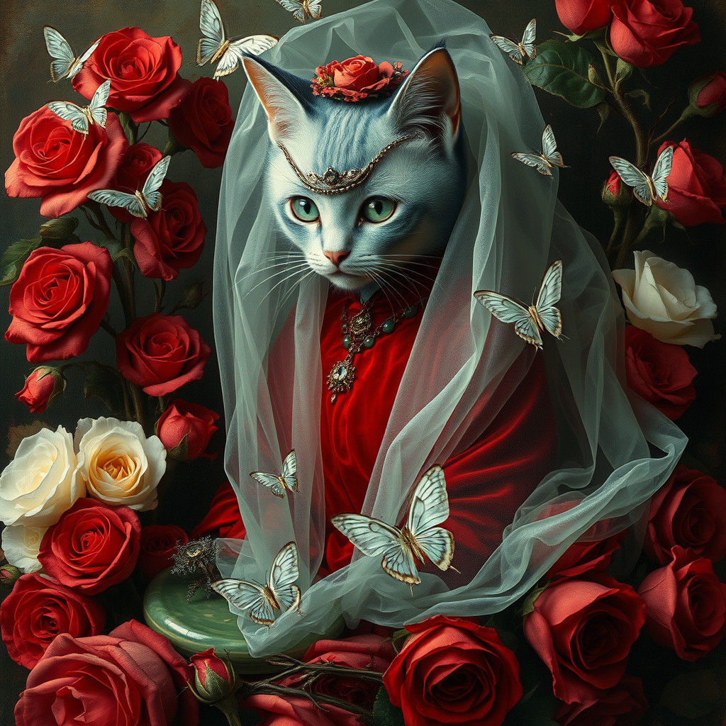 Cat-Girl in Vintage Victorian Elegance