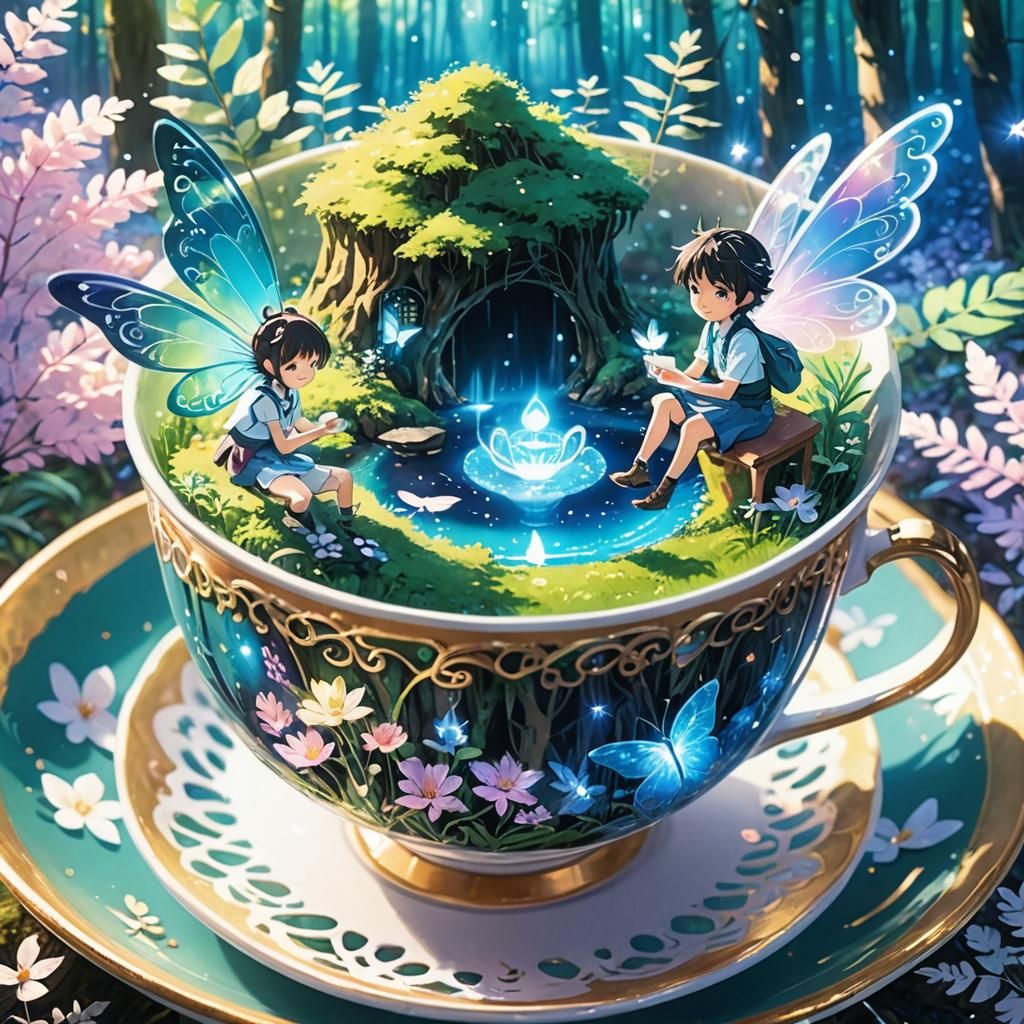 Miniature Forest in Teacup: Anime Concept Art