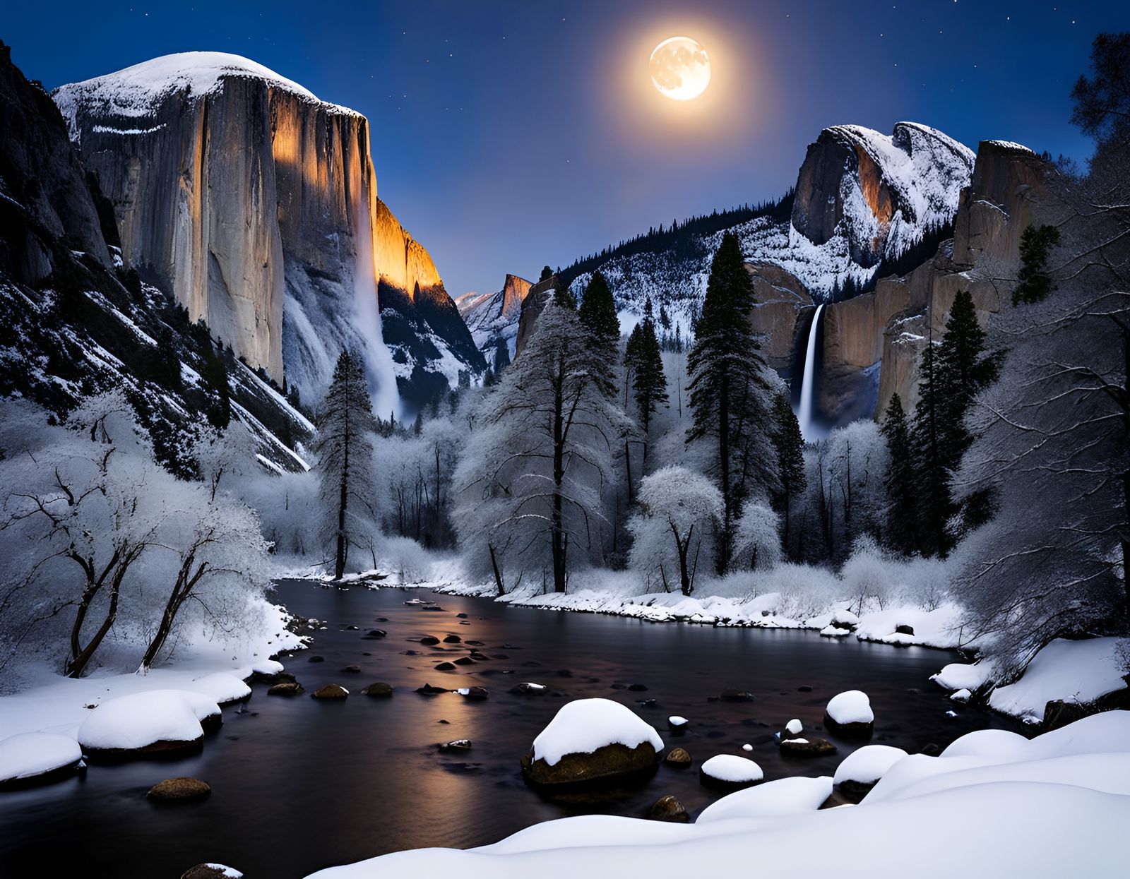 Yosemite National Park in Winter: Ansel Adams Style
