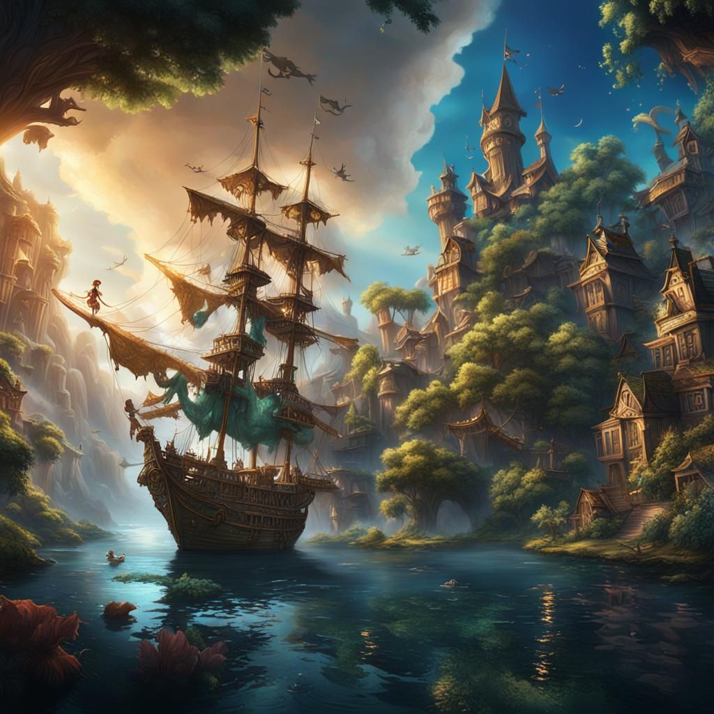 Detailed Matte Painting of Young Peter Pan
