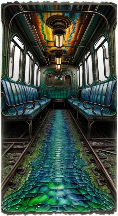 Steampunk Alligator in Psychedelic Impasto Style