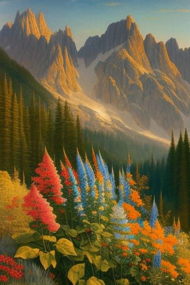 Zugspitze Painting: Alpine Landscape in Romantic Style