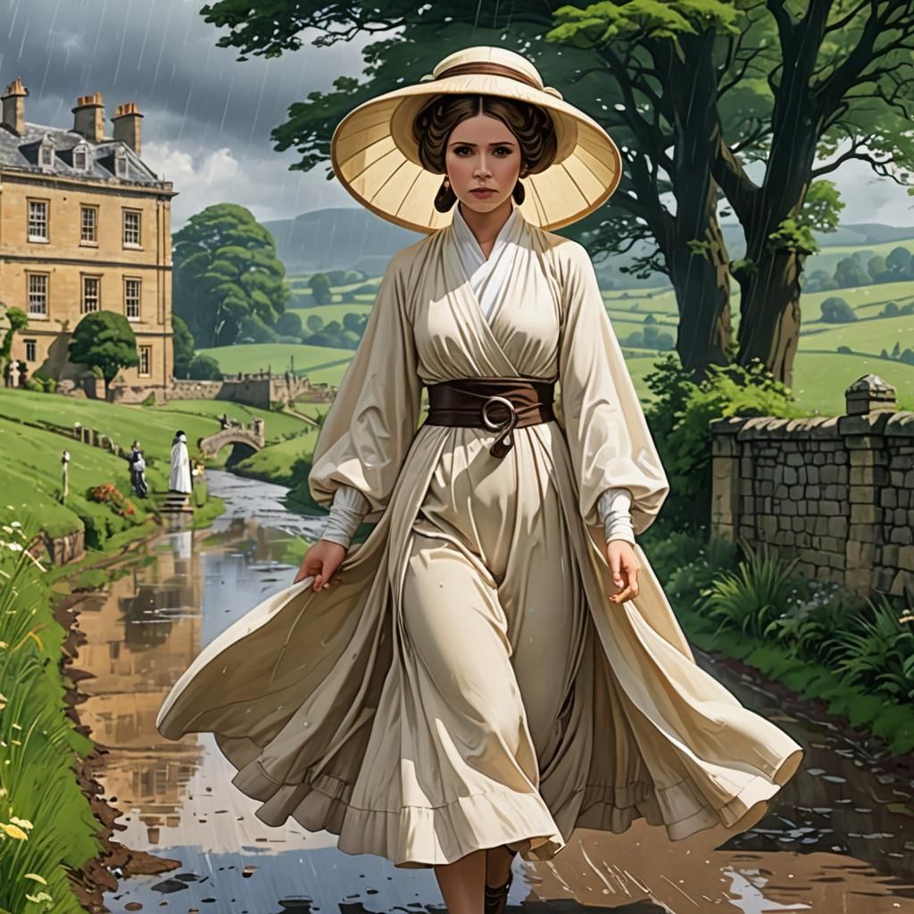 Princess Leia Walks to Dyrham Park: Anime Style