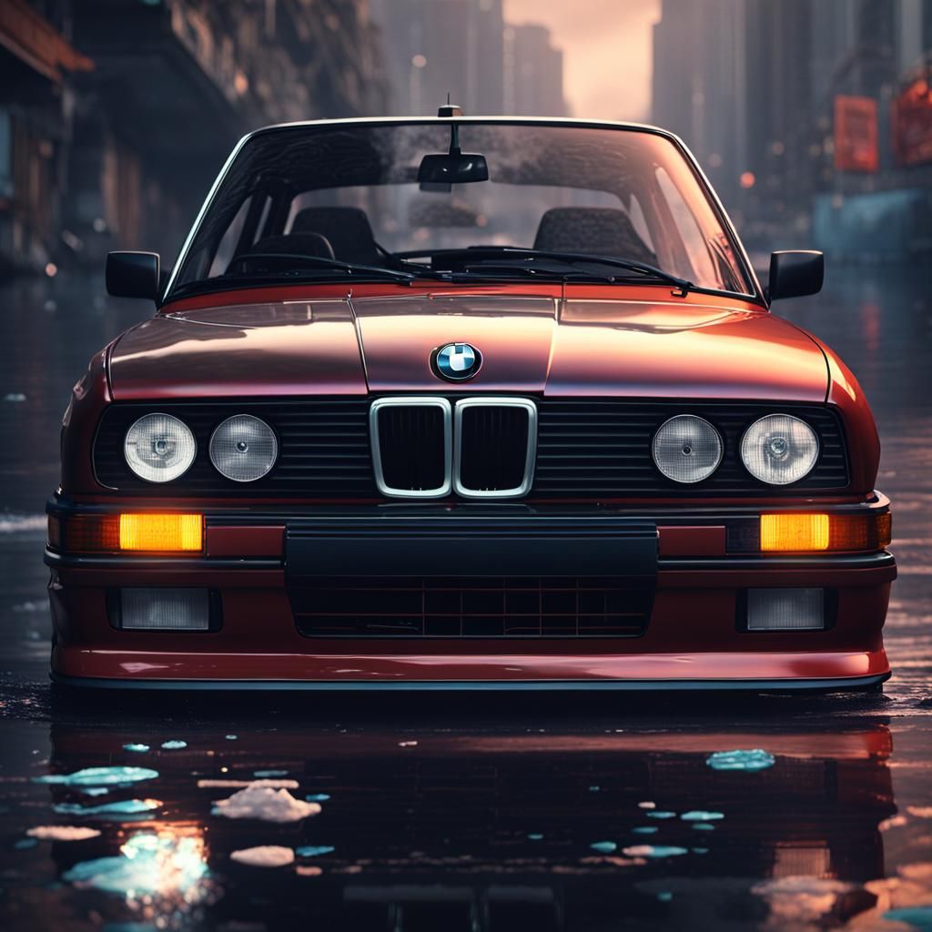 Futuristic BMW E30: Detailed Matte Painting