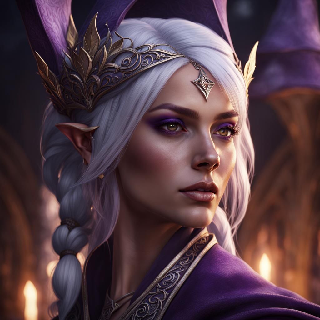 Purple Elf Innkeeper Fantasy Art