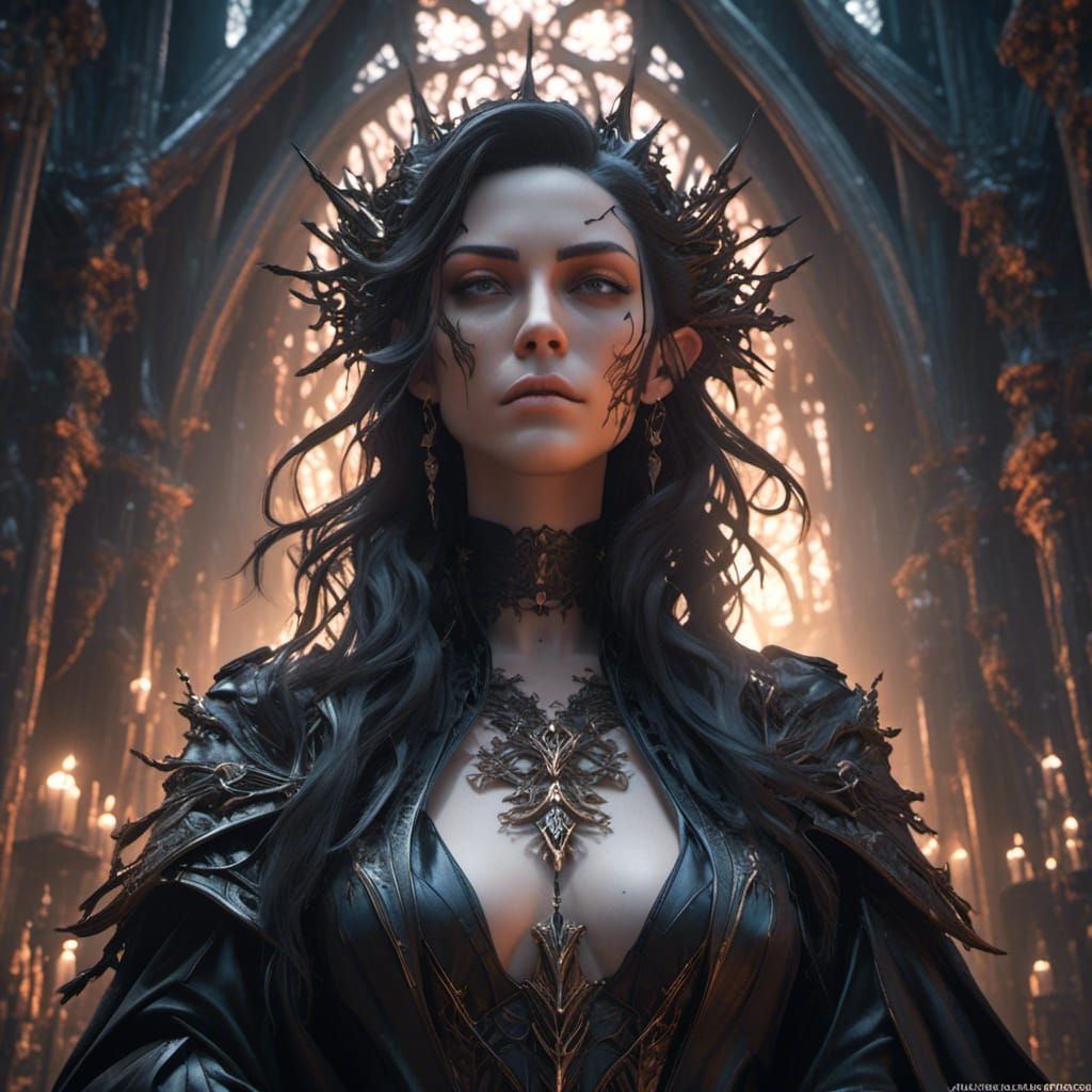 Edgy Goth Girl Portrait with Extreme Eyes