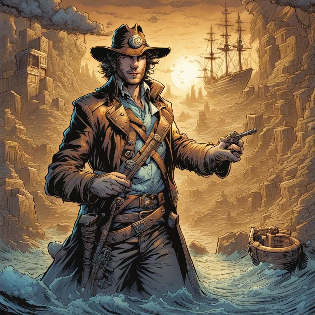 Comic Book Style Treasure Map Illustration