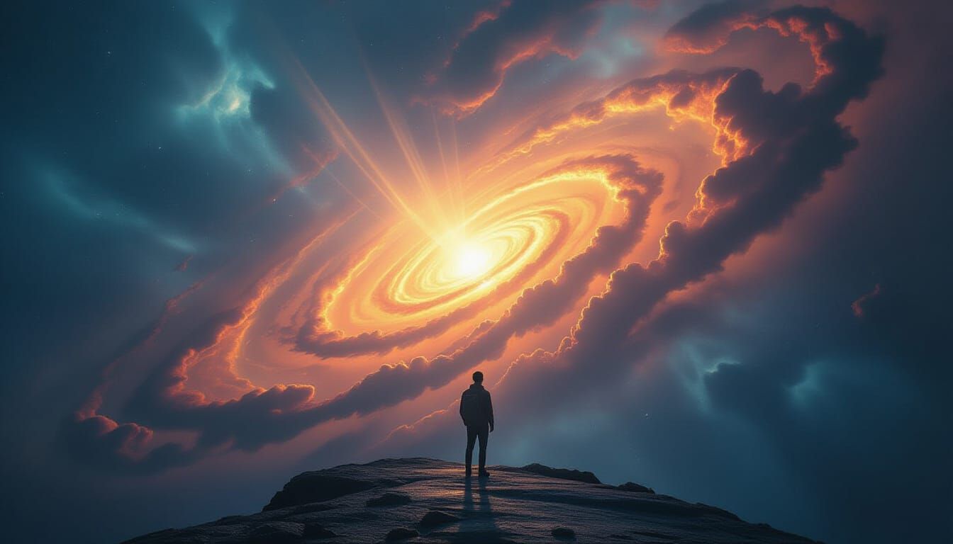 Cosmic Supernova Vortex With Lone Traveler