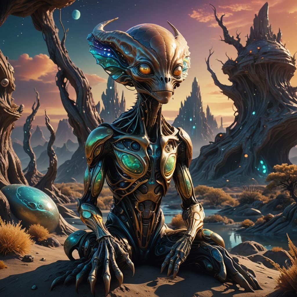 Bizarre Dreamlike Creature in Surreal Alien World