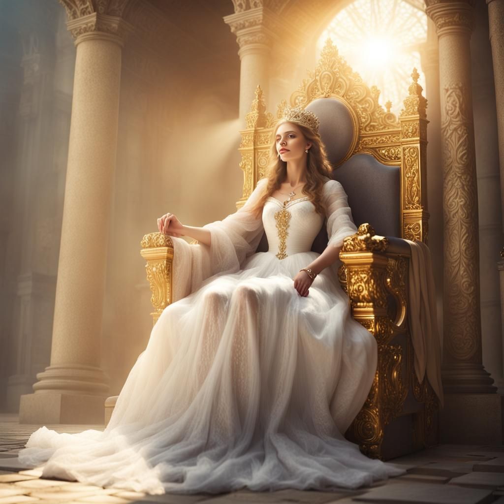 Queen on Throne with Man in Divine Light