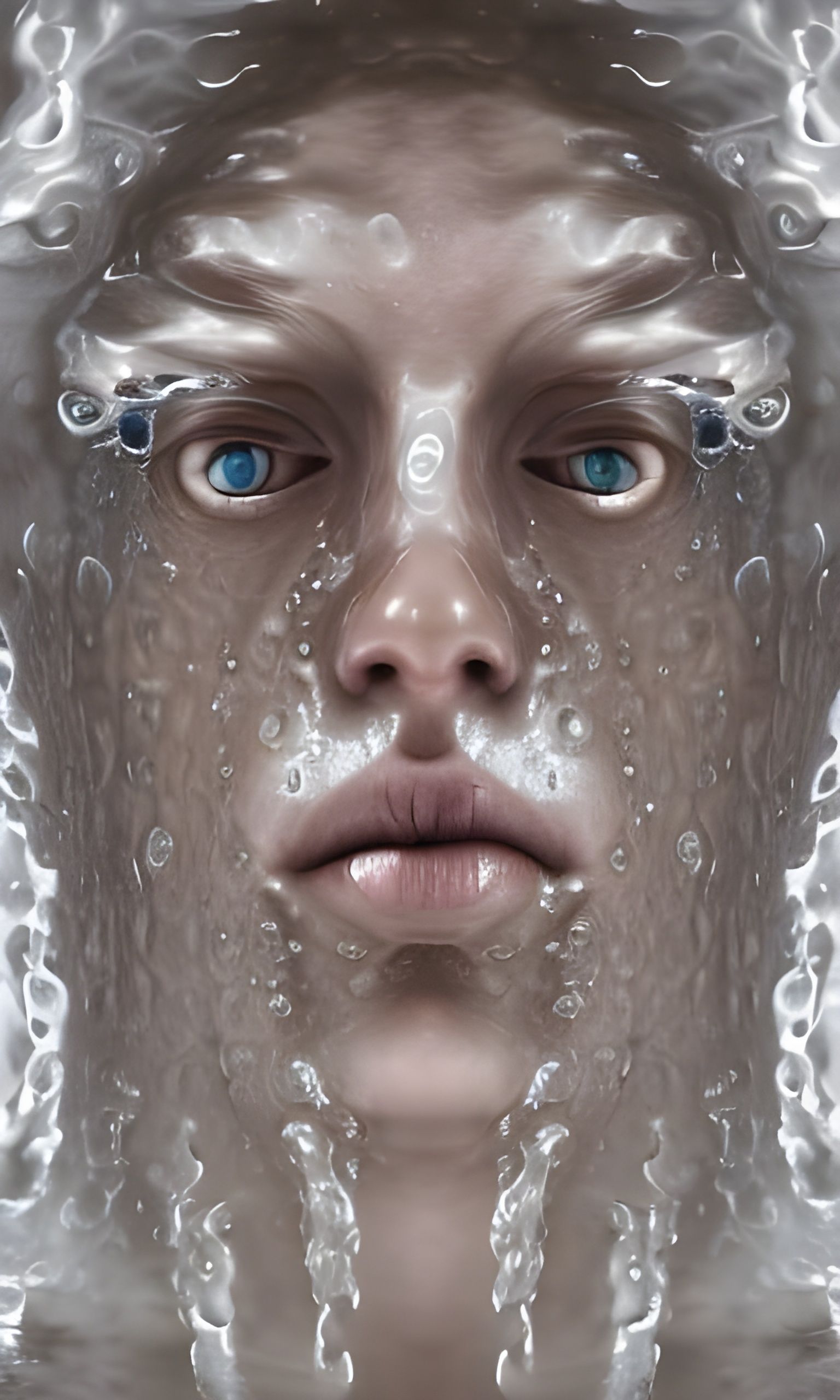 Mesmerising Water Face on Fire, Digital Art