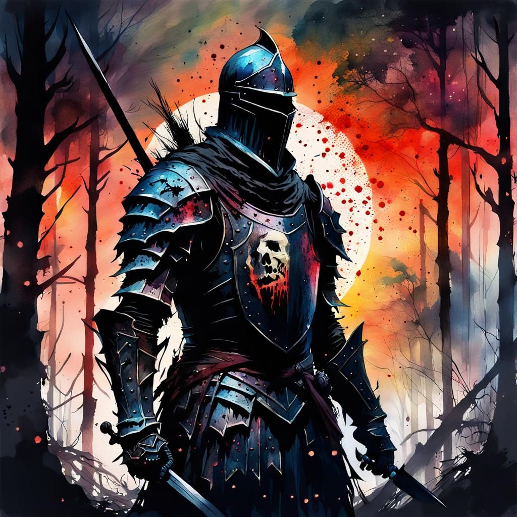 Stunning Scary Undead Knight Warrior Silhouette