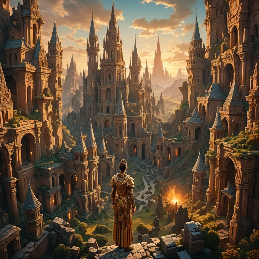 Heroic Figure in Dreamlike Landscape, Fantasy Concept Art