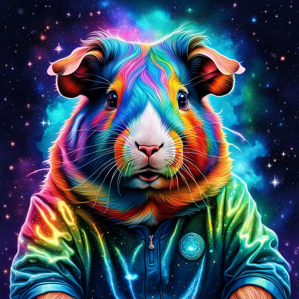Messi and Guinea Pig in Astral Cosmic Art