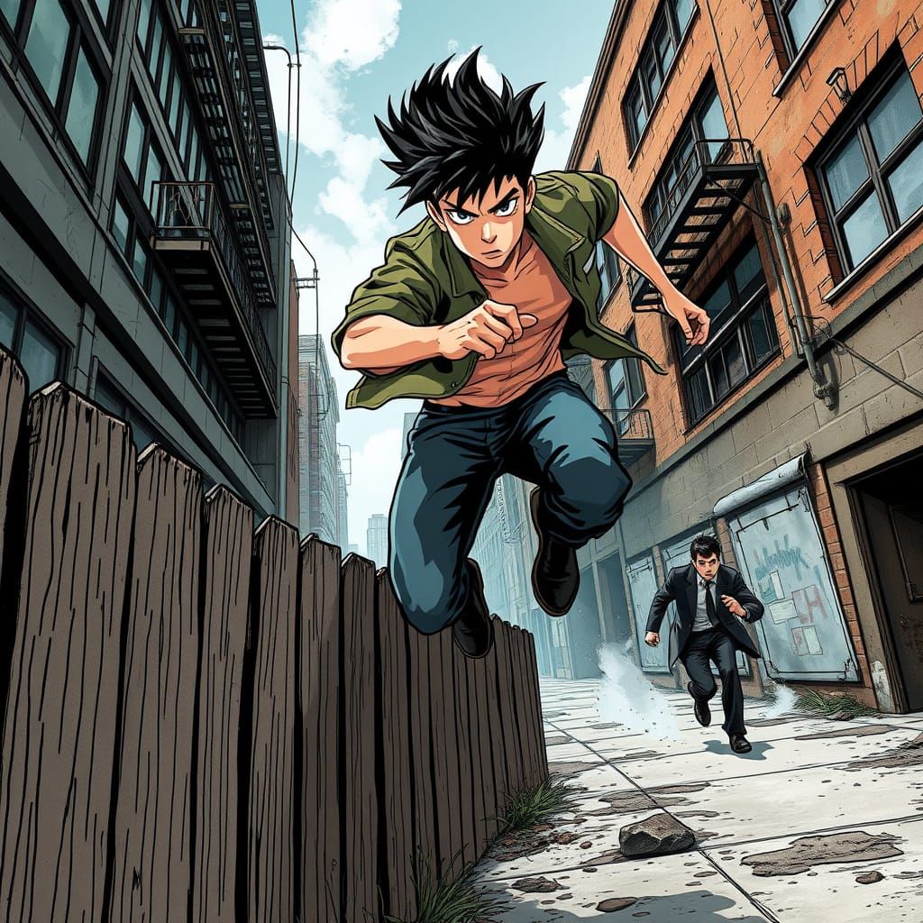 Heroic Young Man Leaps Over Fence in High-Stakes Urban Chase