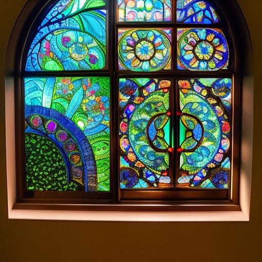 Ornate Art Nouveau Stained Glass Fairy House