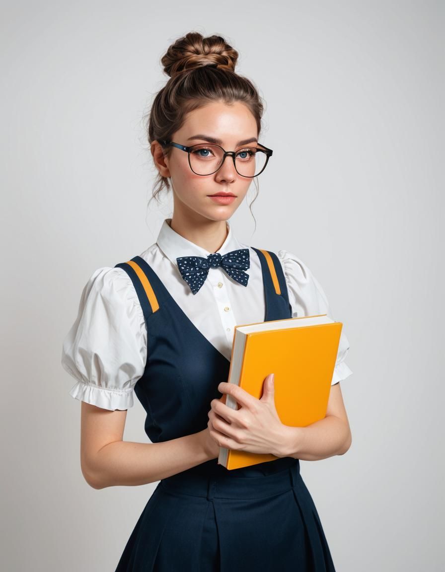 Hyperdetailed Portrait of a Nerd Girl with Book