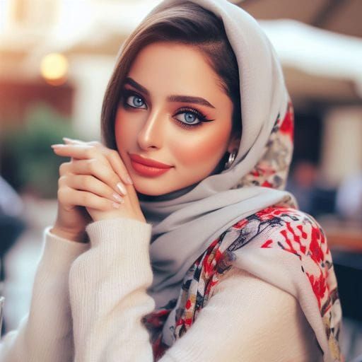 Beautiful Tunisian Woman in Cafe, Splash Art