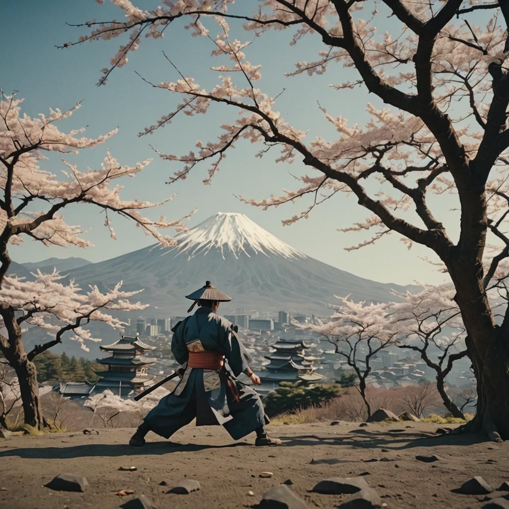 Ukiyo-e Style Cinematic Film Still