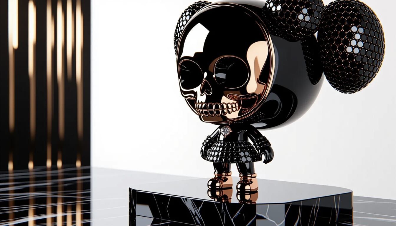 Hyperrealistic Kuromi Figure in Platinum and Gold