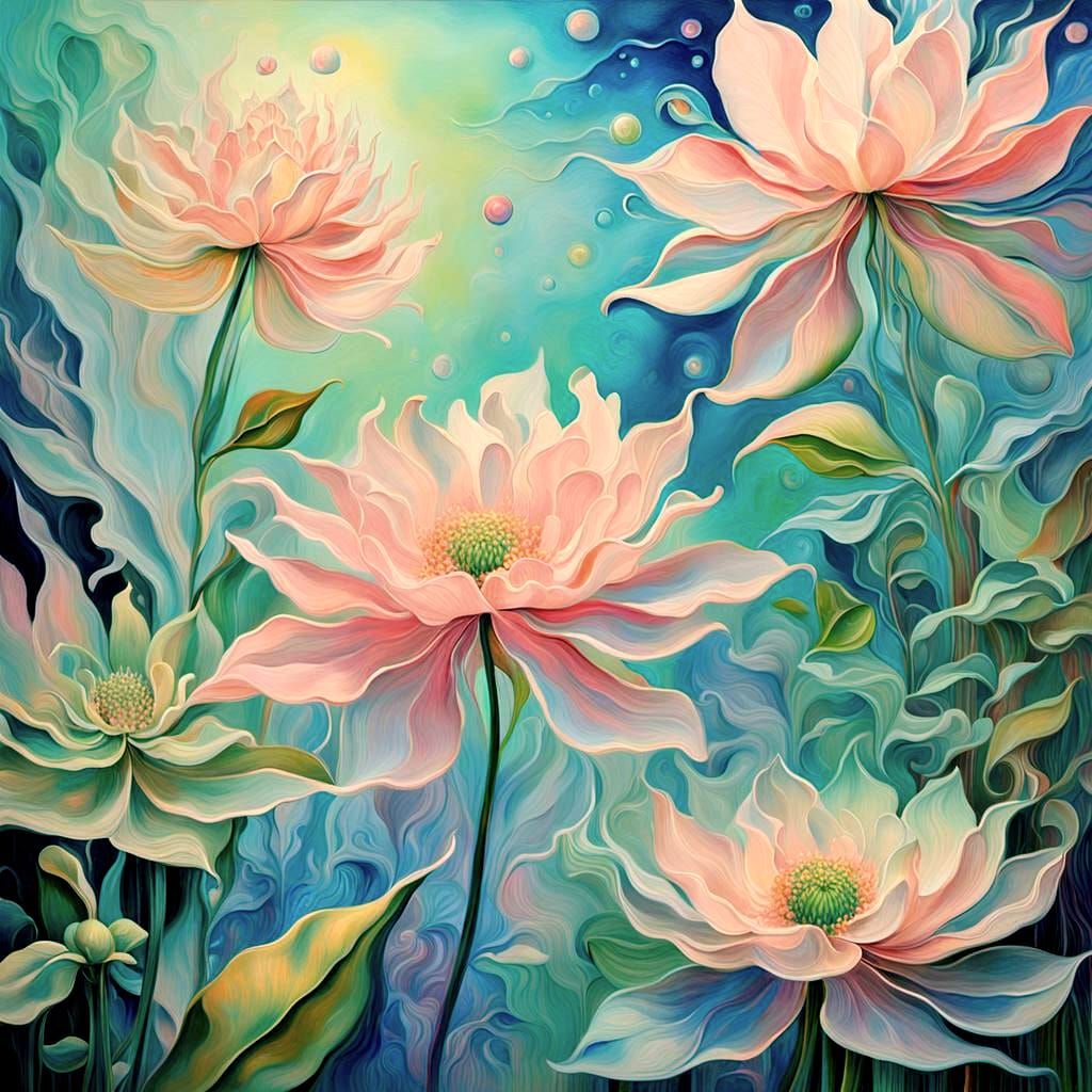 Iridescent Botanical Garden in Pastel Holographic Display