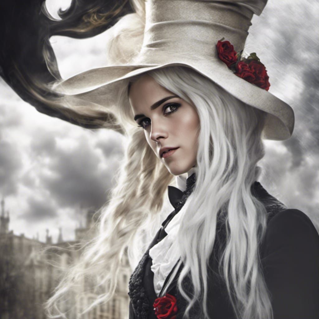 Hyperrealistic Portrait of a Woman with Top Hat