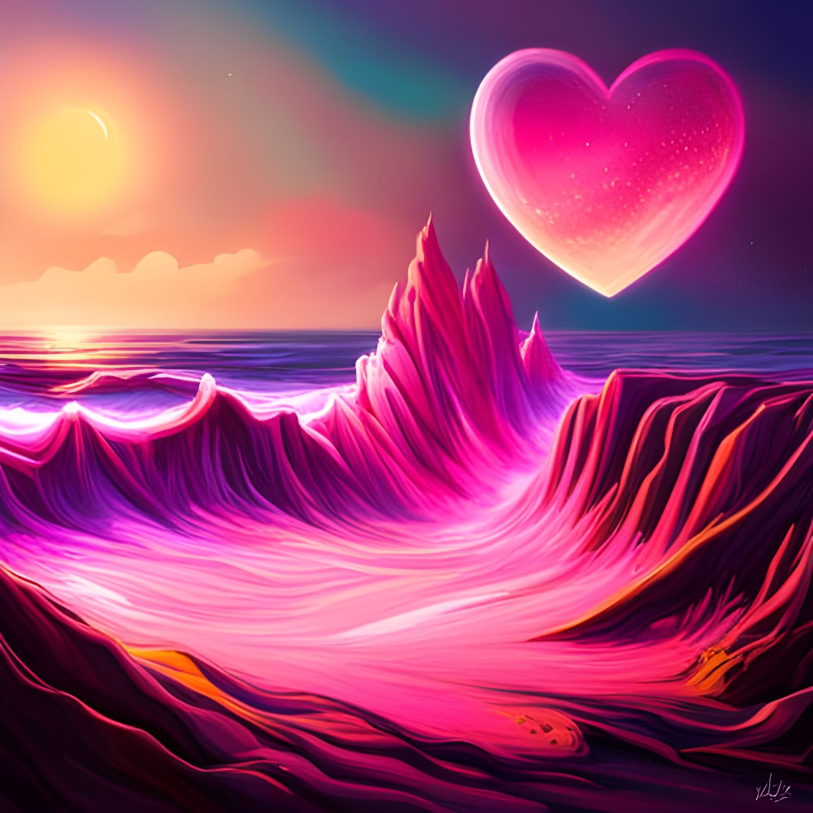 Pink glowing heart