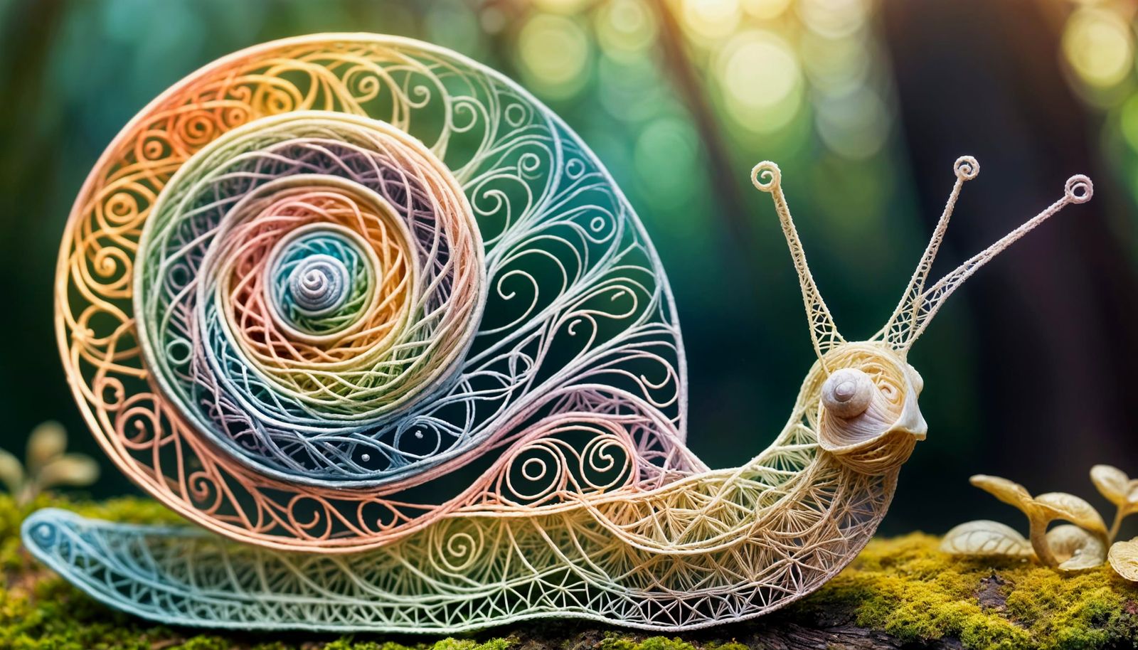 Fantasy Snail String Art in Art Nouveau Style