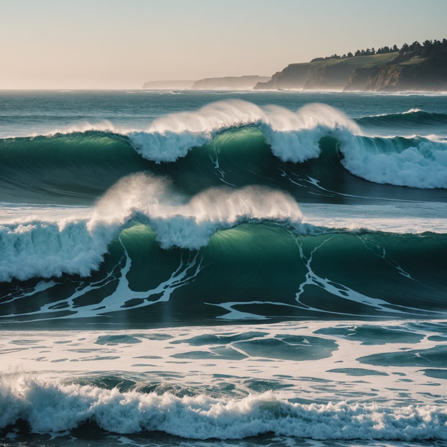 Ocean Waves Crashing on Shore