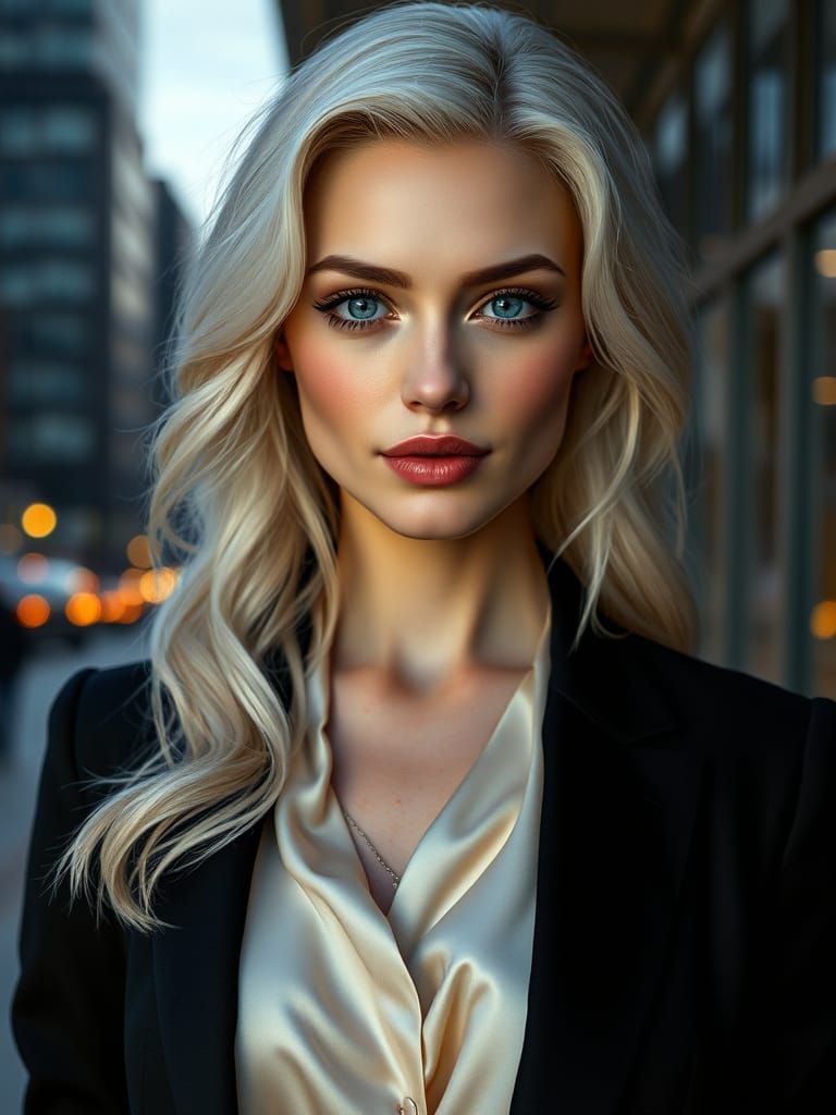 Elegant Woman in Modern Urban Setting