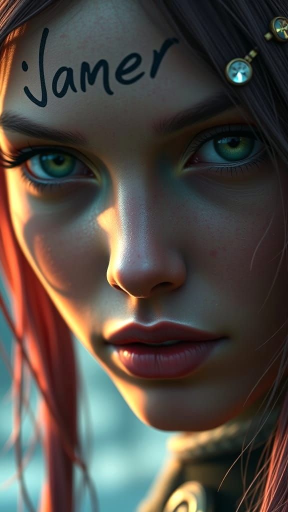 Detailed Matte Painting of Face with Writing