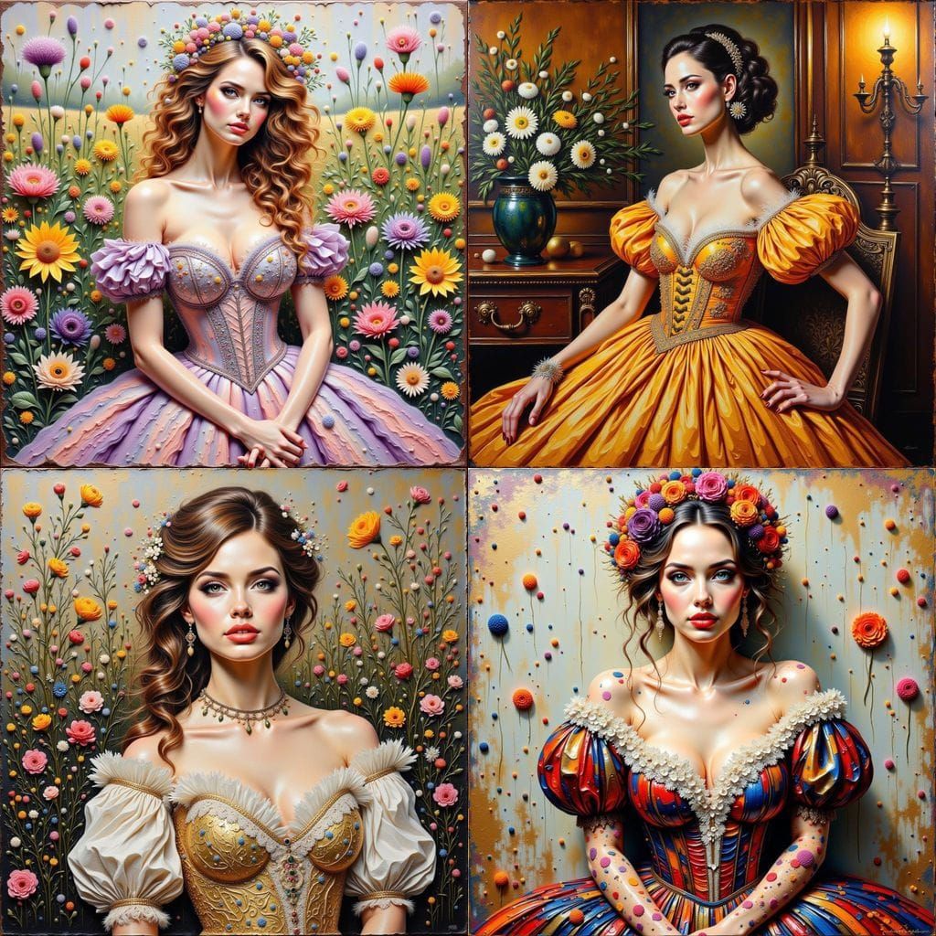 Lily James in Impasto Acrylic Period Portrait