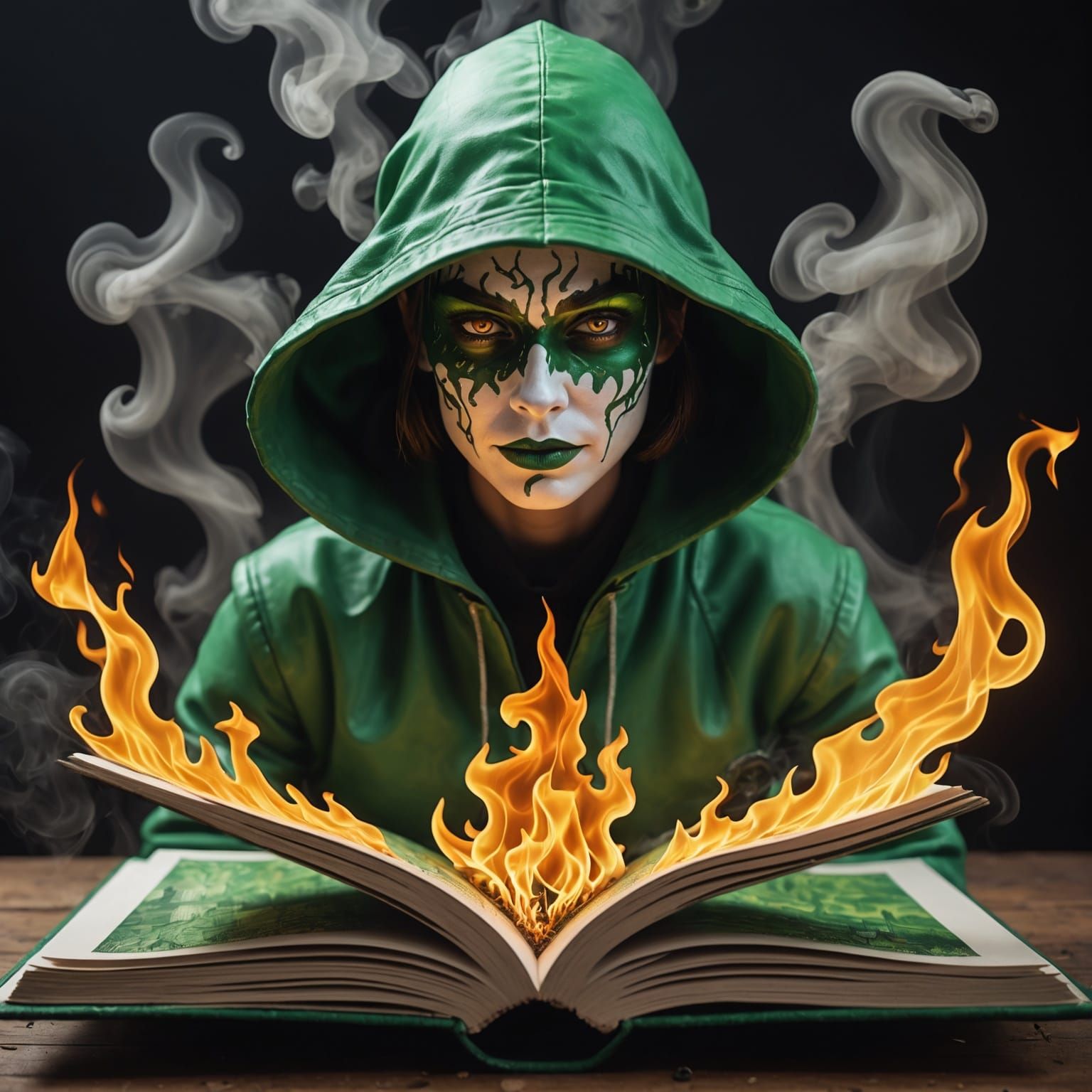 Fiery Thief Portrait in Burning Landscape