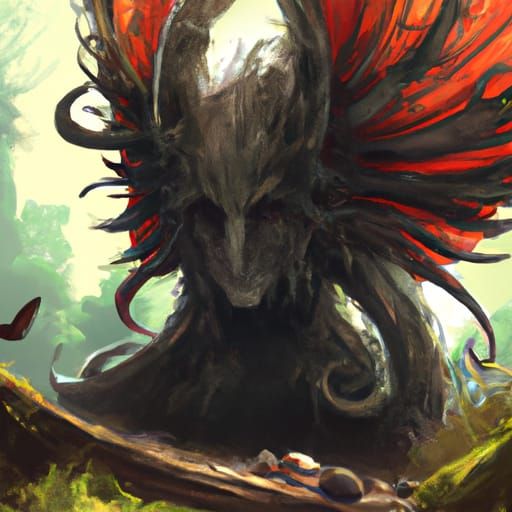 Giant Bug Portrait in Hyperdetailed Forest