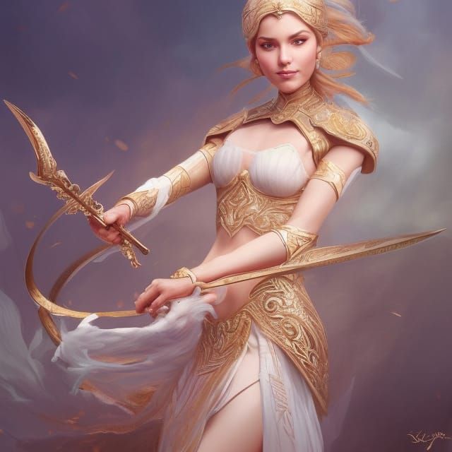 Intricate Female Whirling Dervish with Scimitars