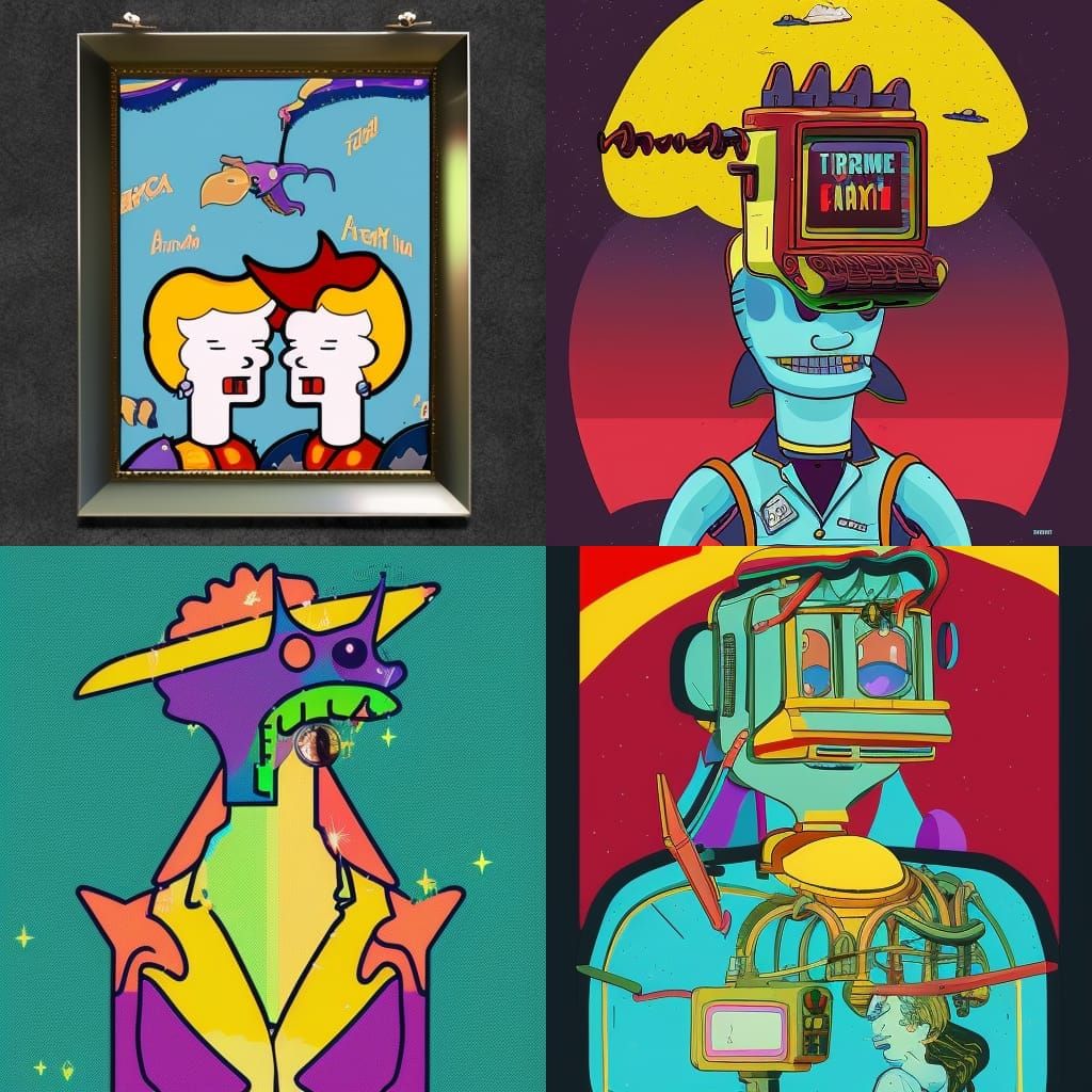 Surreal Pop Art Portrait of Cartoon Lesbians