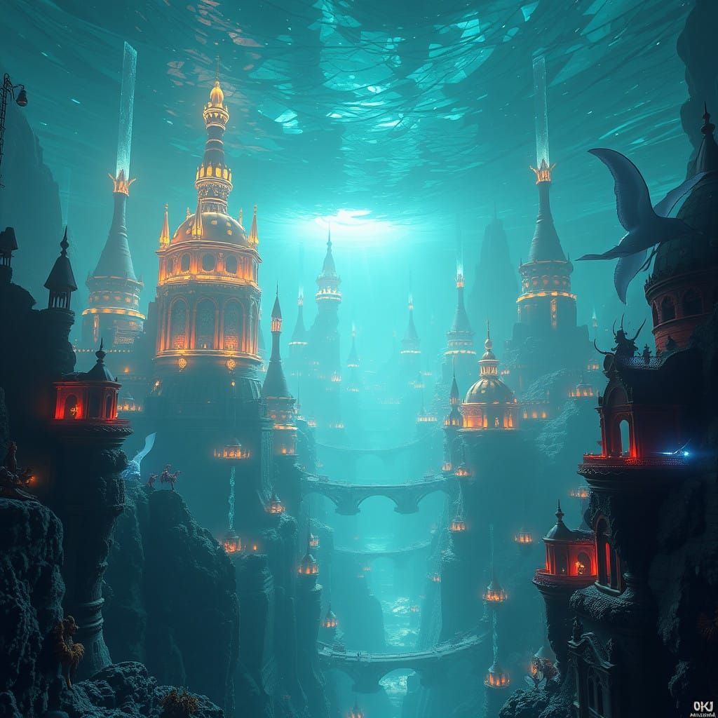 Underwater Metropolis of Atlantis in Vibrant Fantasy Art