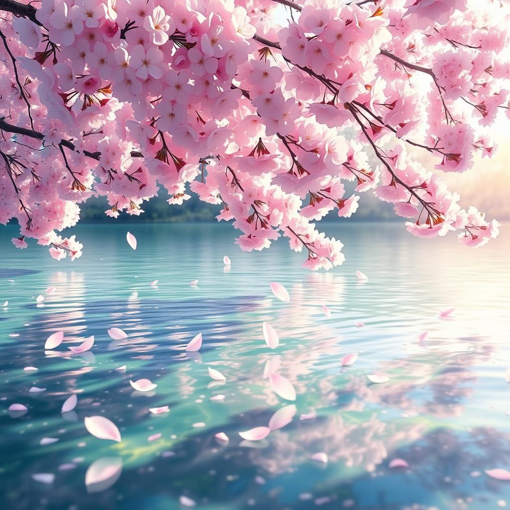 Cherry Blossoms in Dreamy Ethereal Landscape